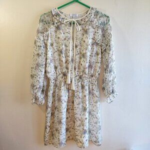 Barneys New York Floral Peasant Mini Dress Sz Small  Ruffle Dainty Prairie Sweet